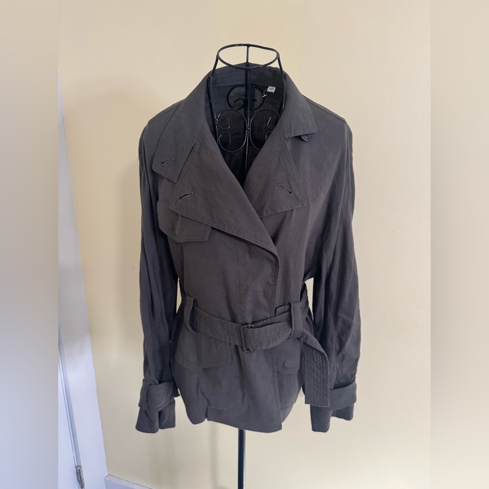 Vince Cropped Trench Coat in Gray Size XS